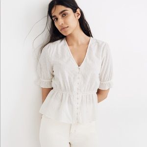 Madewell Peplum White Blouse